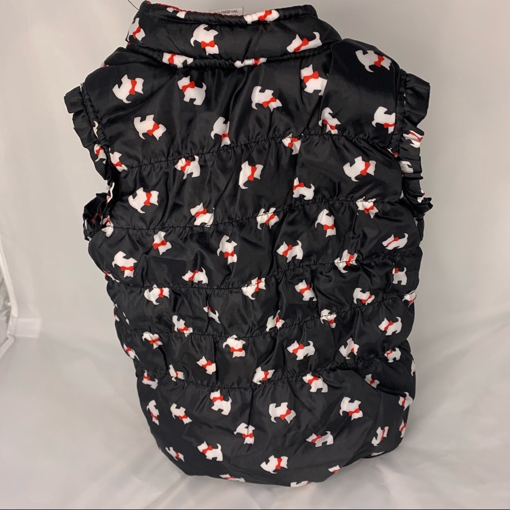 Black Toddler Girl's Puffer/Ski Vest with with Scottie Dogs and red accents. - Picture 3 of 6